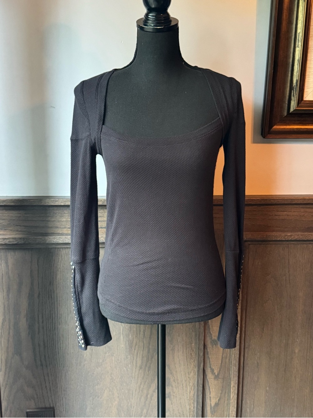 Free people a little unruly thermal long sleeve black metal medium - Picture 3 of 8